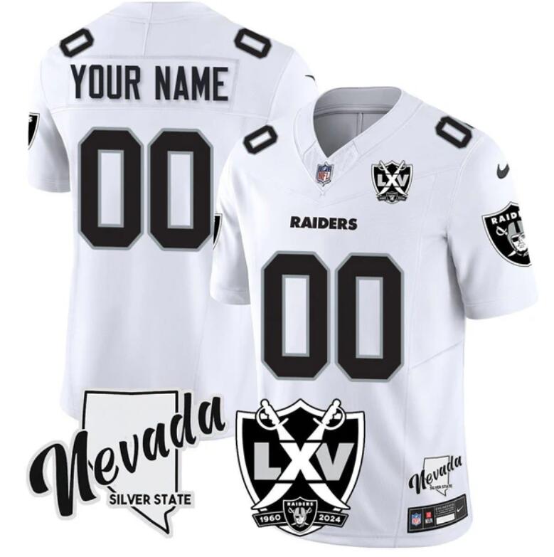 Men's Las Vegas Raiders Active Player Custom White 2024 F.U.S.E With 65th Anniversary Patch Limited Stitched Football Jersey